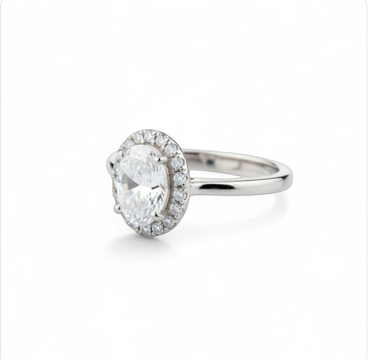 Sterling Silver Engagement Ring Oval Cut CZ-ER- 29