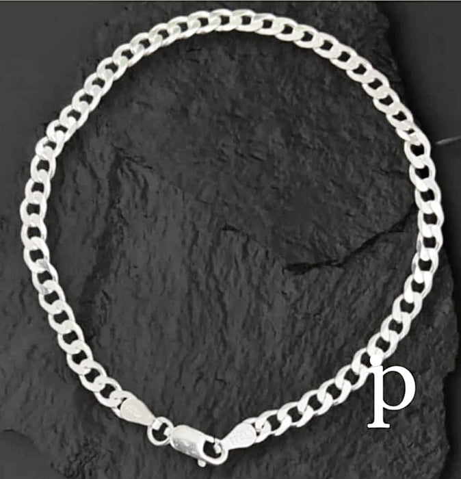 Sterling Silver Curb Link Chain Bracelet-SB-13