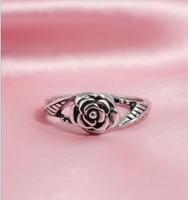 Sterling Silver Rose Flower Ring-SR-39