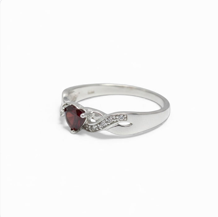 Sterling Silver Heart Promise Ring-AE-102