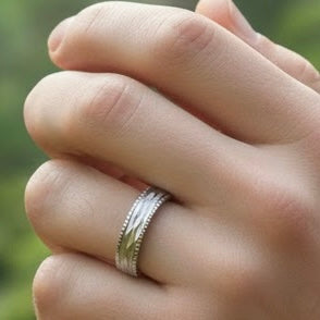 Sterling Silver Diamond Cut Pattern Wedding Band Ring-SW-12