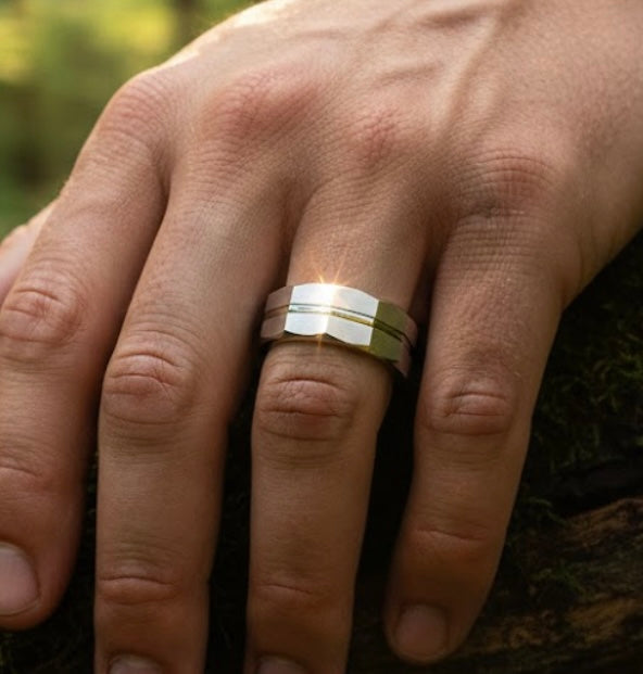 Sterling Silver Diamond Cut Pattern Wedding Band Ring-SW-17