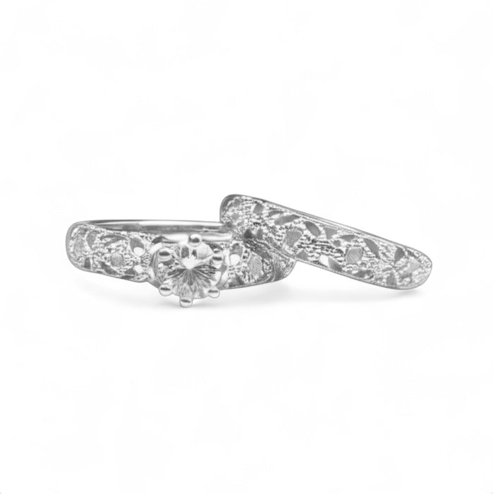 Vintage Sterling Silver Wedding & Engagement Rings-ER-133