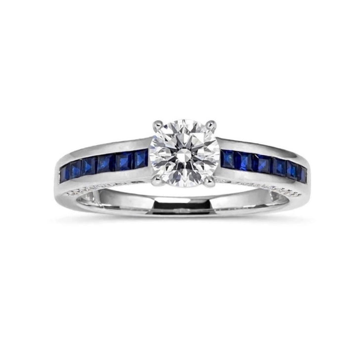 Sterling Silver Round Simulated Spinel Solitaire Ring-ER-39