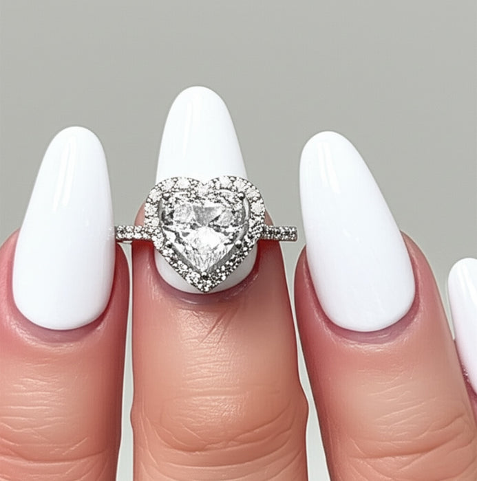 Sterling Silver Double Heart Engagement Ring-ER-54