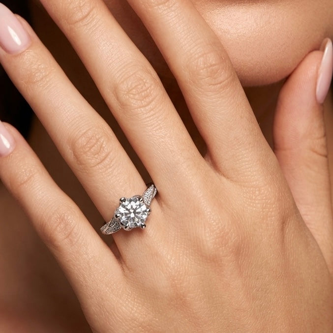 Sterling Silver Round Cut CZ Ring-ER-42