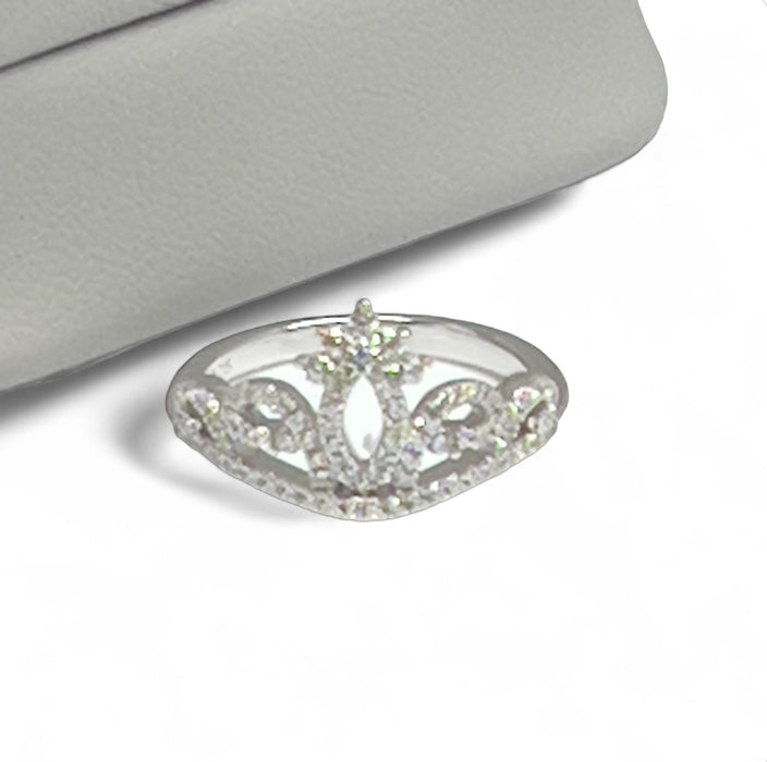 Sterling Silver Princess Crown CZ Ring-AE-25