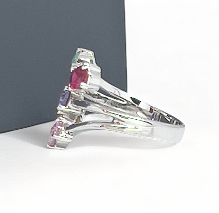 Sterling Silver Multi-Stone Cubic Zirconia Ring -CL-52