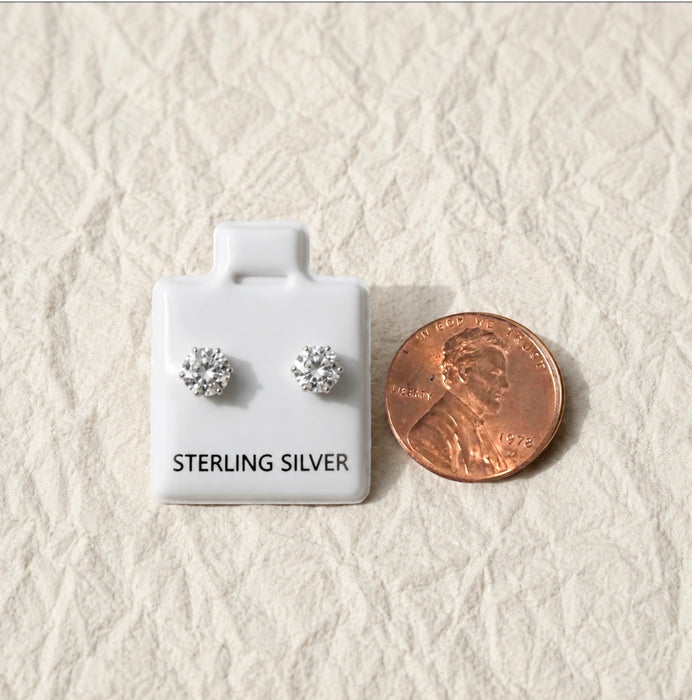 Sterling Silver 5mm Round Cut CZ Stud Earrings-SET-76