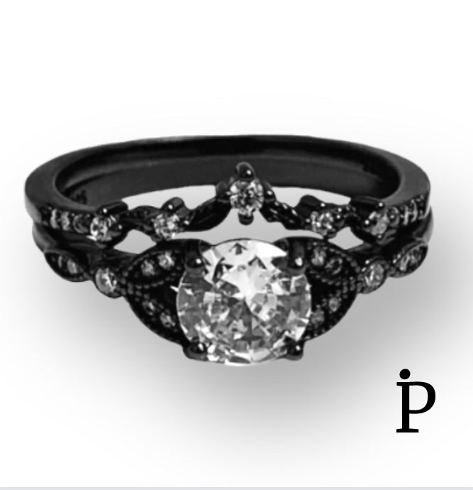 (ACP-155).925 Silver double engagement ring
