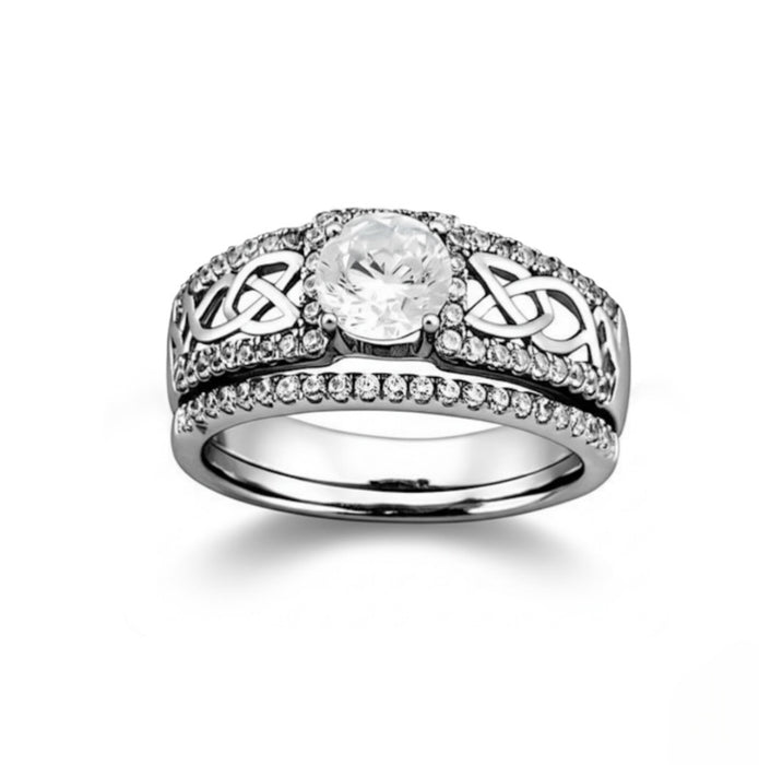 Elegant Sterling Silver CZ Pavé Celtic Ring-ER-66