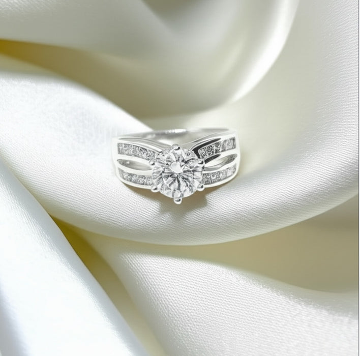 Sterling Silver CZ Engagement Ring- ER-01