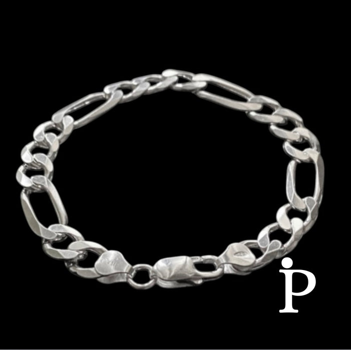 Sterling Silver Figaro Link Chain Bracelet-SB-09