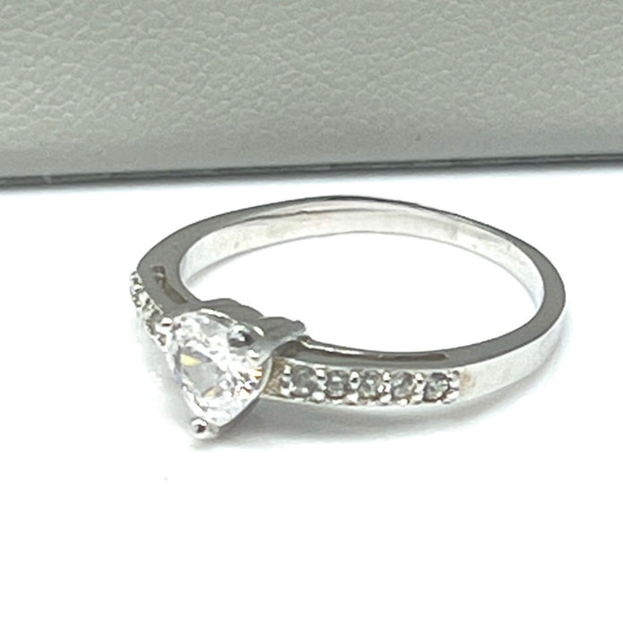 Sterling Silver Heart CZ Ring-ER-10