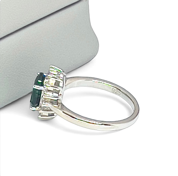 Sterling Silver Green Oval CZ Ring-AE-66