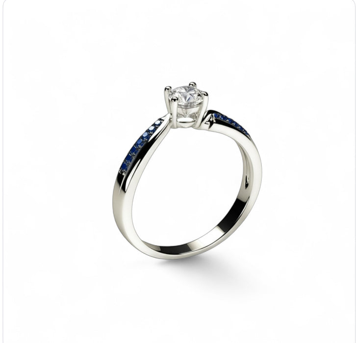 Sterling Silver Blue CZ Ring-ER-76