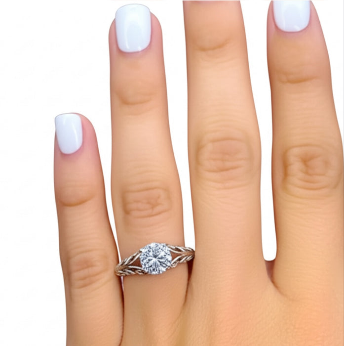 Sterling Silver Round CZ Swirl Ring CZ-ER-78