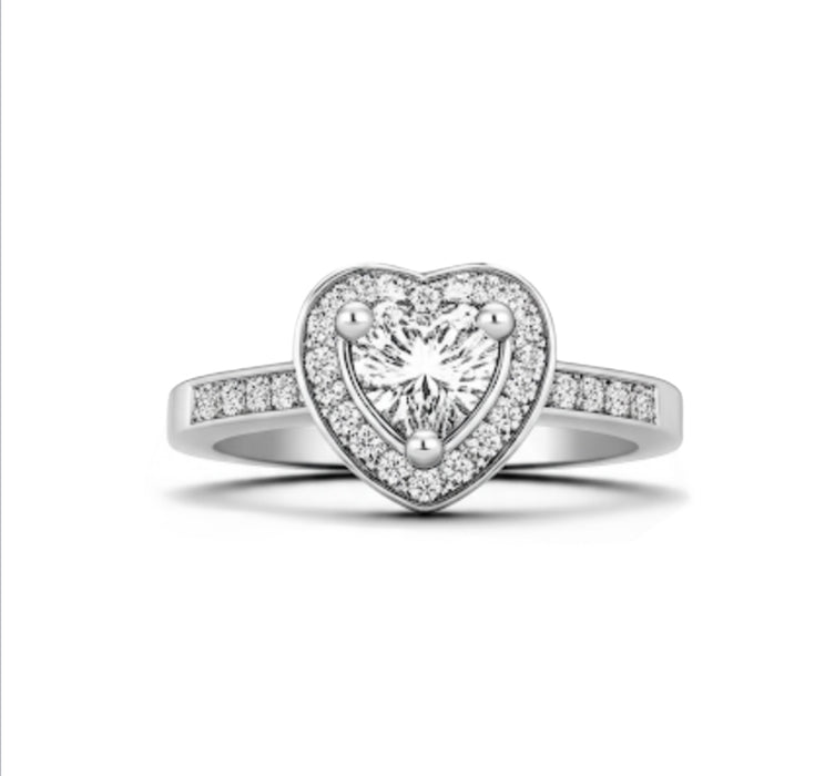 Sterling Silver Herringbone Wedding CZ Rings -ER-92
