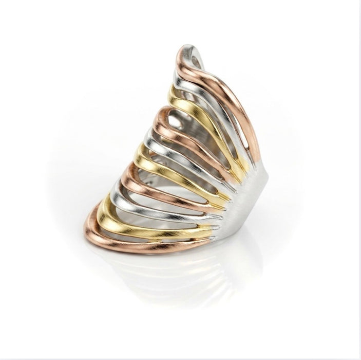 Stainless Steel Multi-Color Wave Ring-SS-28