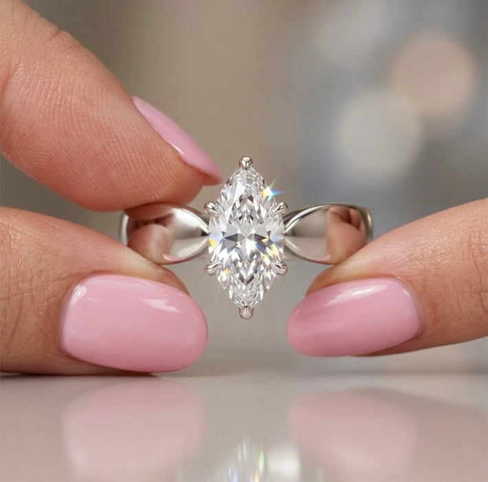 Sterling Silver Marquise Clear CZ Ring-ER-12