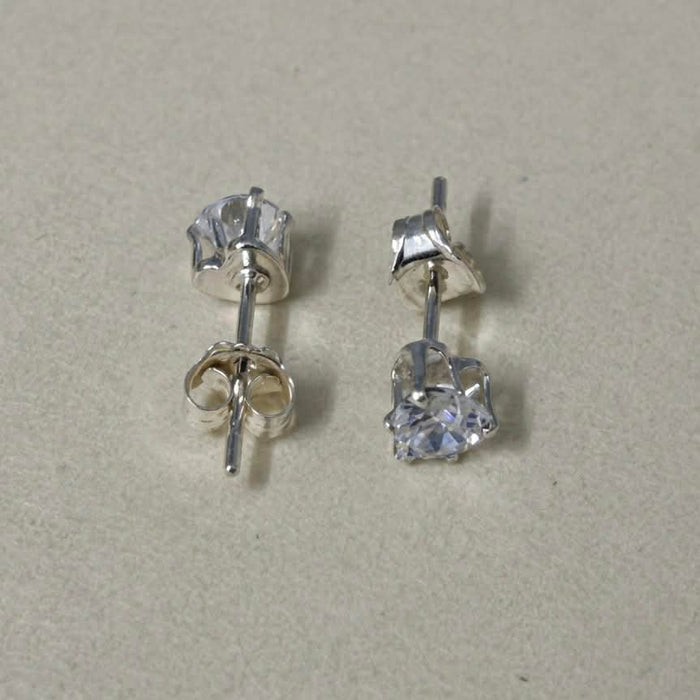 Sterling Silver Heart-Shaped Clear Earrings-SE-63