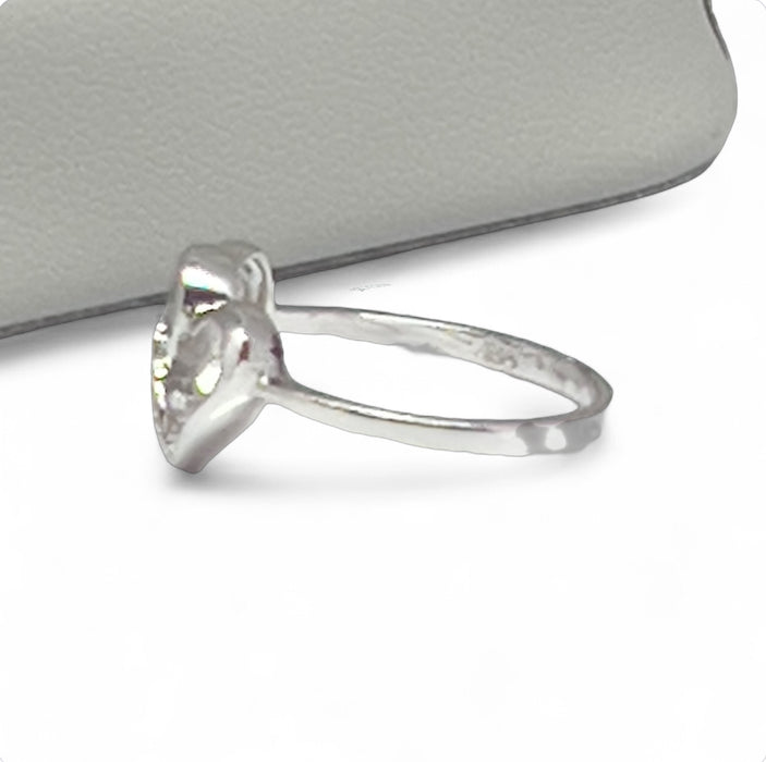 Sterling Silver Double Heart CZ Ring-AE-11