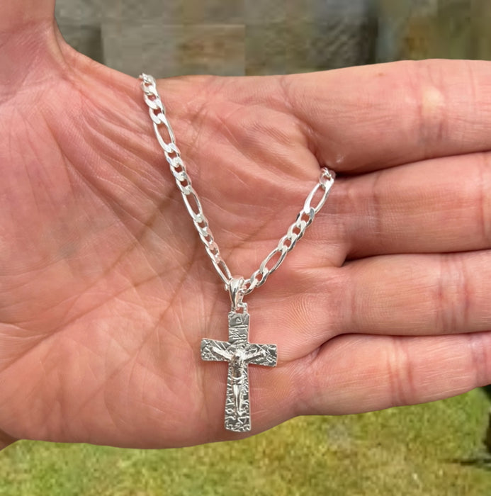 Sterling Silver Crucifix Pendant Necklace-SN-25