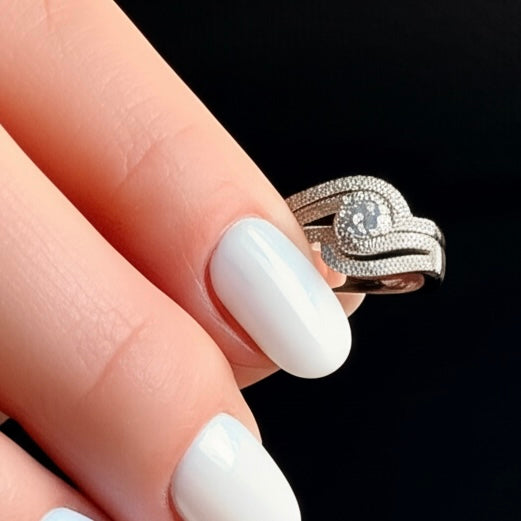 Sterling Silver Swirl CZ Wedding Set Ring- ER-03