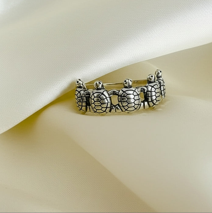 Sterling Silver Turtle Charm Ring-SR-03