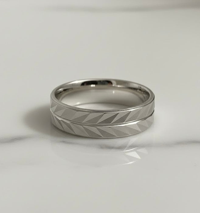 Sterling Silver Diamond Cut 2 Layer Zig Zag Wedding Band Ring-SW-21