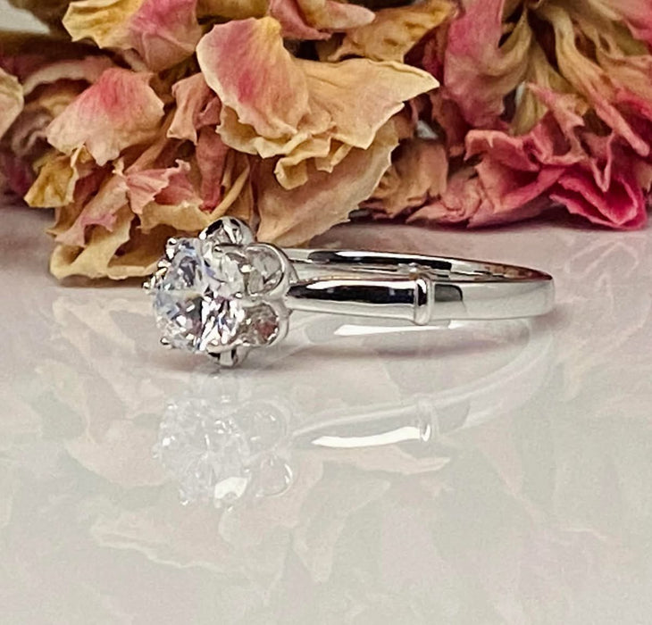 Sterling Silver Engagement Clear CZ Ring -ER-33