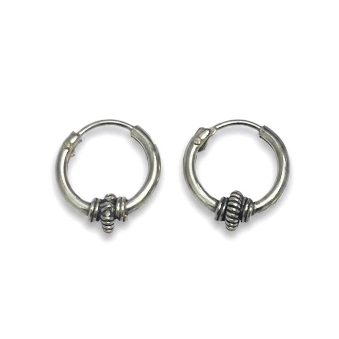 Sterling Silver 3mm x 9.5mm Bali Hoop Earring-SET-49