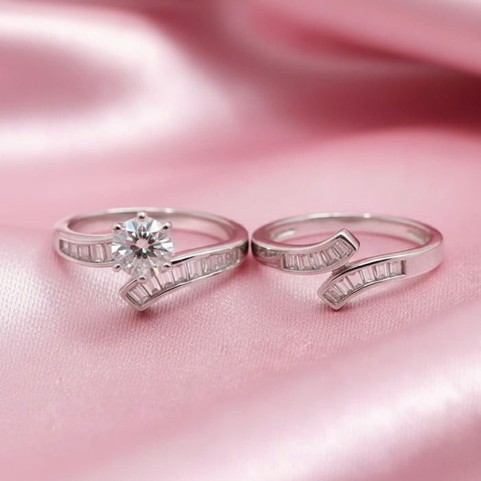Sterling Silver CZ Wedding Set Ring-CL-08