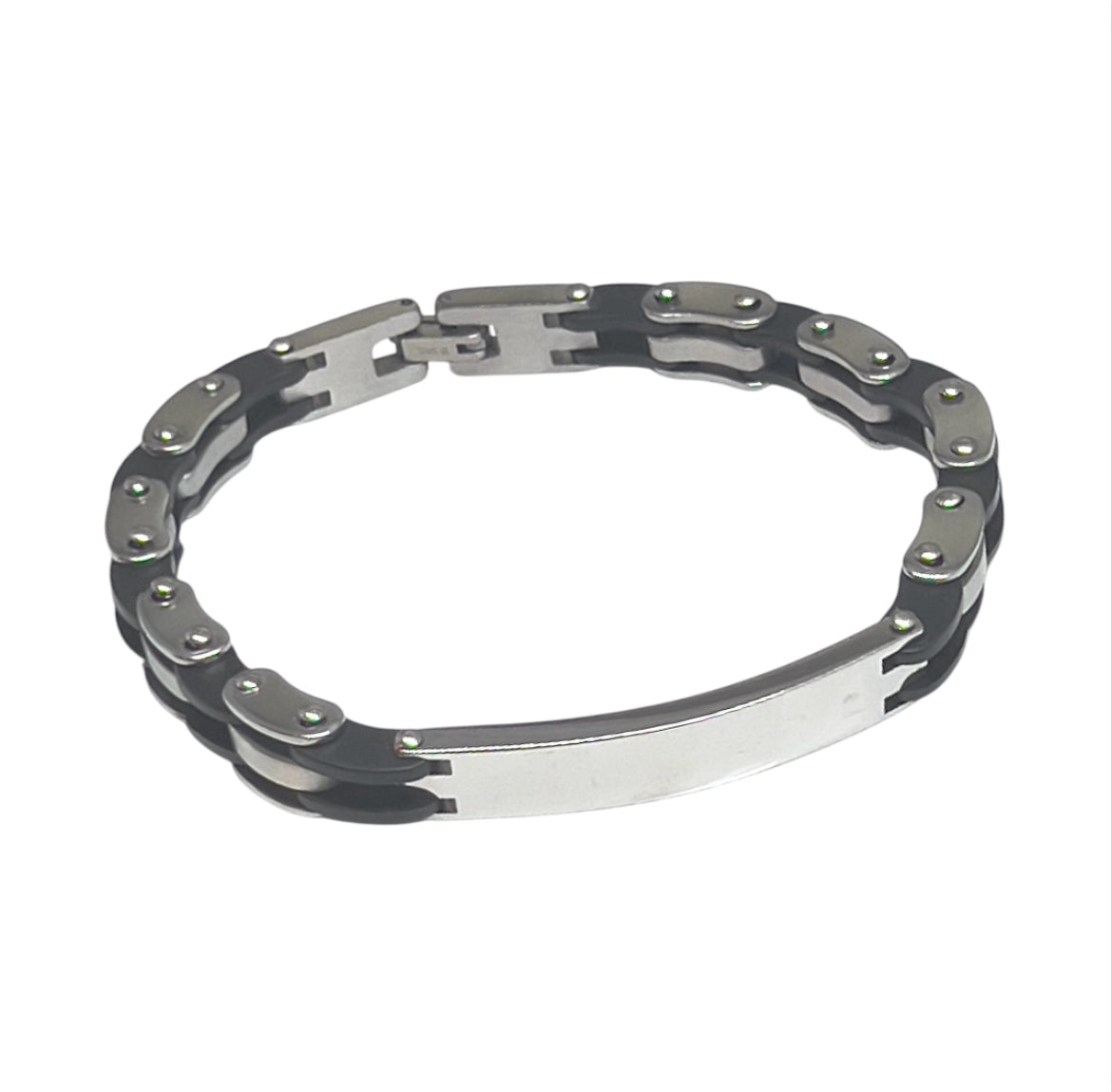 Stainless Steel Rubber ID Chain Link Bracelet -CS-26– JoyeriaParis