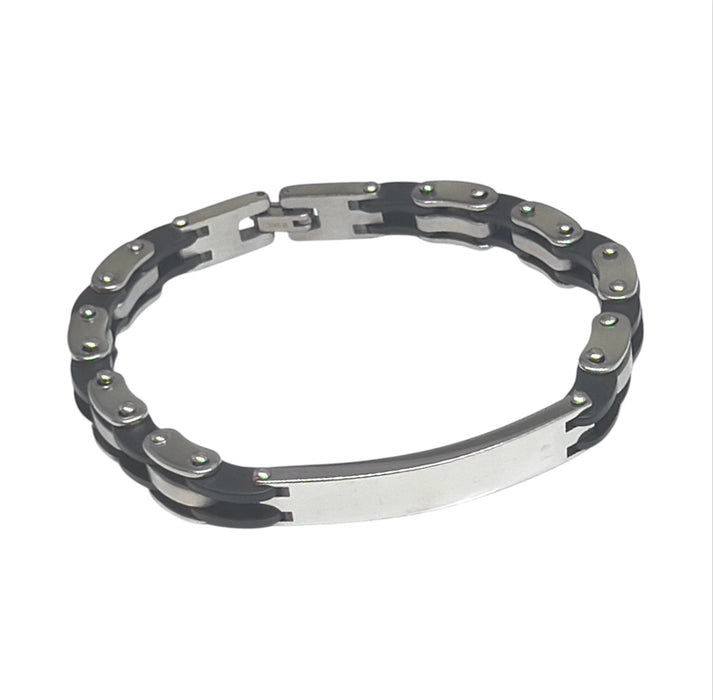 Stainless Steel Rubber ID Chain Link Bracelet -CS-26