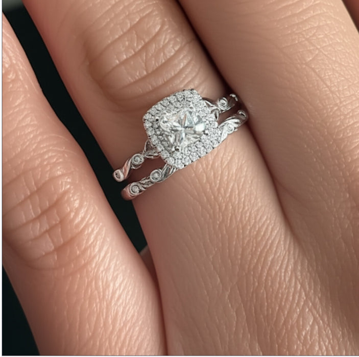 Sterling Silver 2-Piece CZ Engagement Ring Set -ER-89