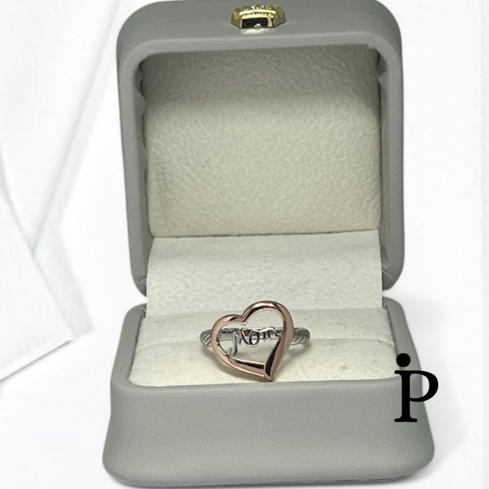 Sterling Silver Mom Two-Tone Heart Ring-SR-24