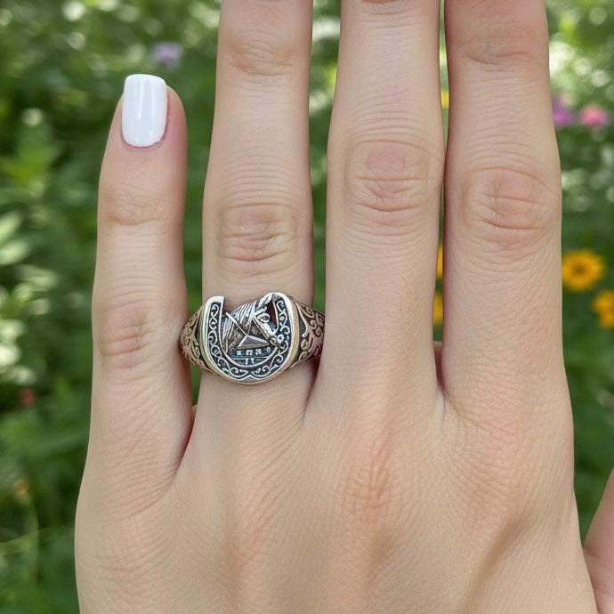 Sterling Silver Lucky Horse Horseshoe Unisex Ring-SR-06