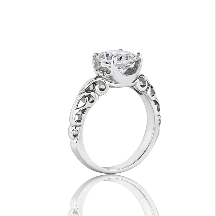 Sterling Silver Round CZ Swirl Ring CZ-ER-78