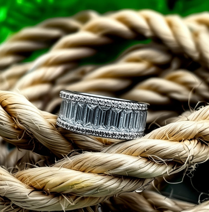 Sterling Silver Emerald Cut Eternity Pave CZ Ring-ER-46