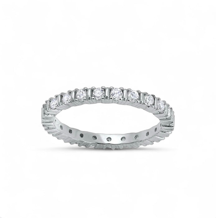 Sterling Silver Eternity Round Clear CZ Ring-ER-135