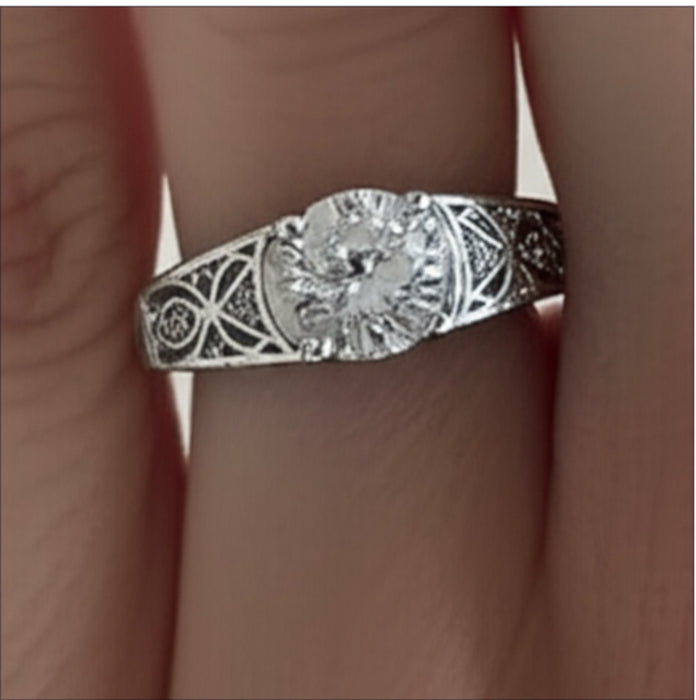 Sterling Silver Round CZ Engagement Ring-ER-59