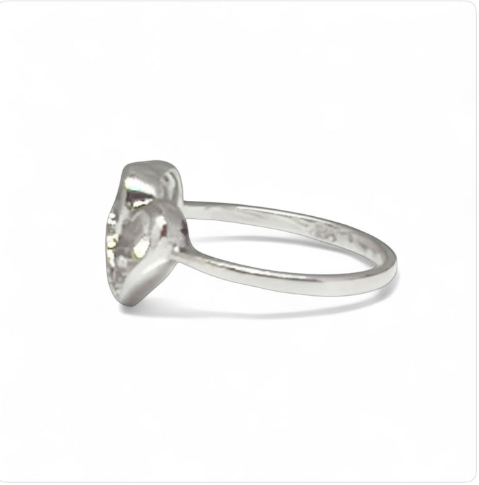 Sterling Silver Double Heart CZ Ring-AE-11
