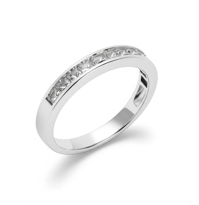 Sterling Silver Princess-Cut 2-Piece CZ Engagement Ring-ER-107