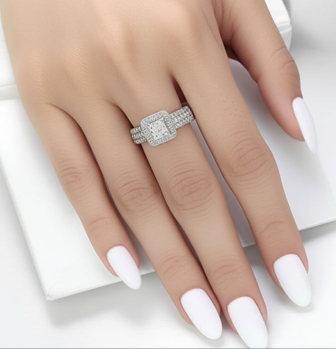 Sterling Silver Princess Cut CZ Ring-ER-86