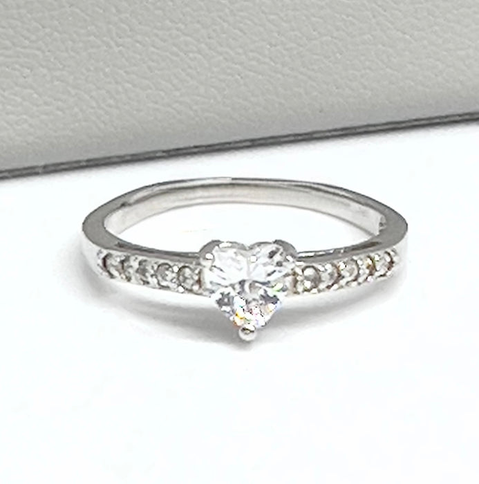 Sterling Silver Heart CZ Ring-ER-10