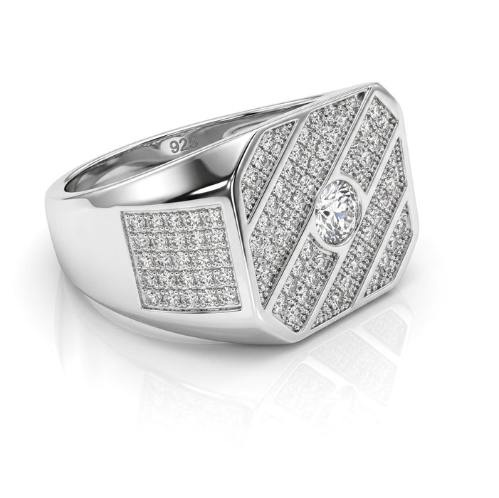 Sterling Silver White Zirconia Ring-SMR-09