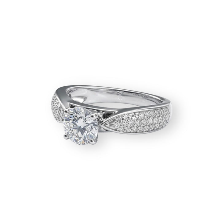 Sterling Silver Pave CZ Engagement Ring-ER-70