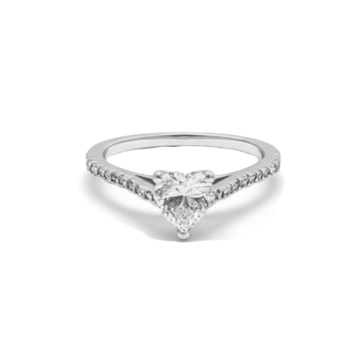 Sterling Silver Heart-Shaped White Cubic Zirconia Rings-ER-125