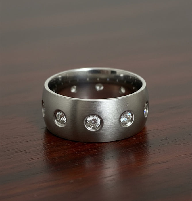 Stainless Steel 8mm CZ Band Ring-CS-04